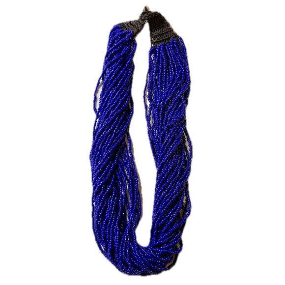 Vintage Blue-Purple Multi-strand seed bead necklace, 19" - Picture 1 of 3